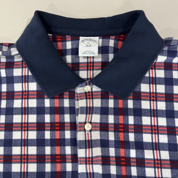Brooks Brothers Other - Brooks Brothers Polo Shirt Mens XL Striped Plaid Check Pattern Red Blue White